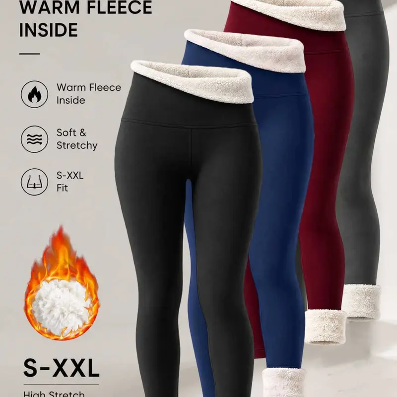 【Black Friday】Women's Thermal Fleece Leggings Clothing, High-Waisted Warm Stretch Fit Skinny Pants for Winter