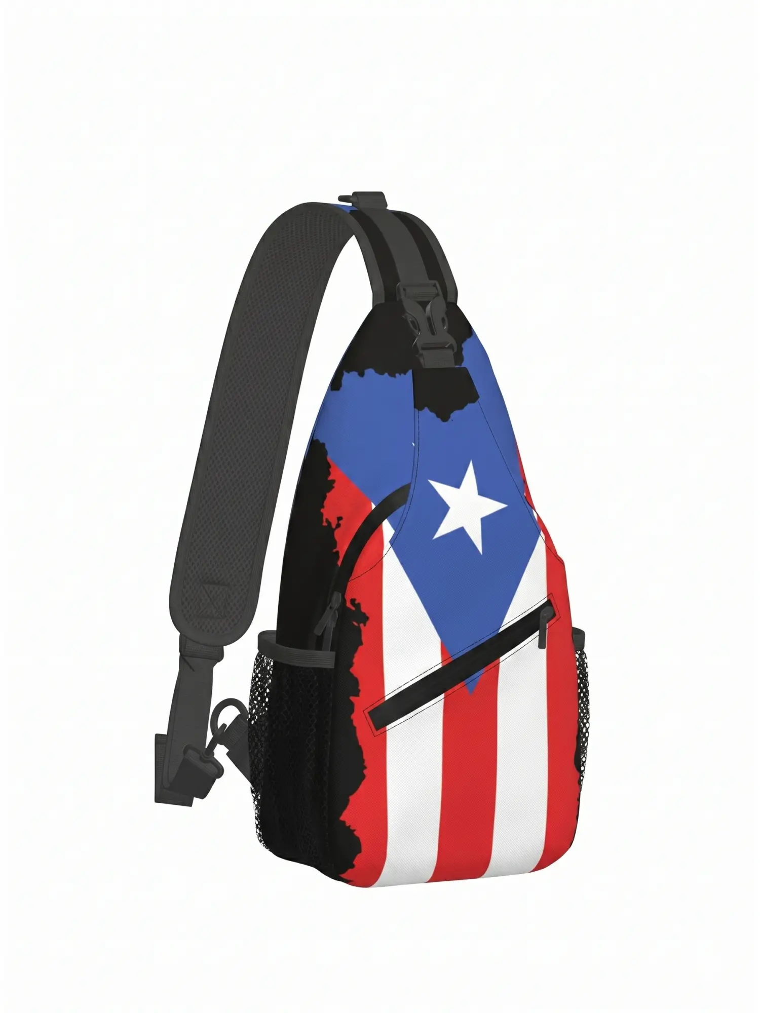 Puerto Rico Flag Multipurpose Crossbody Backpack Chest Bag, with Adjustable Convertible Shoulder Strap,Casual Daypack Sling Bag for Sport Running Hiking university college