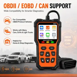 V521 Obd2 Scanner Code Reader, Automotive Engine Fault Diagnostic Tool, Live Data, Dtc Lookup, Voltage Test, Cloud Print, Obdii/eobd/can Support