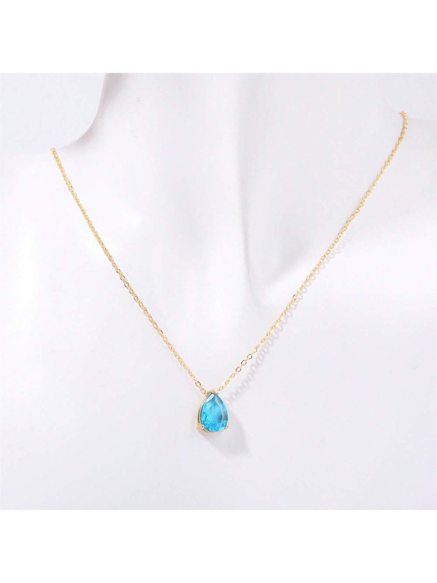 December Birthstone Water Drop Zircon Pendant Necklace Best Gift for Mom Girlfriend