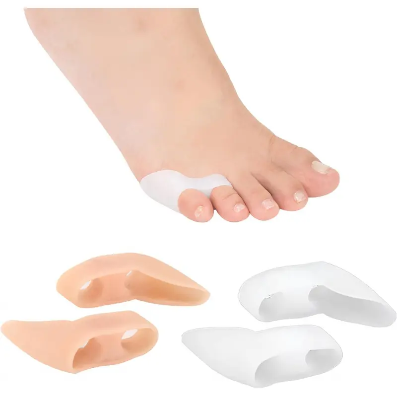 4 Pack Gel Pinky Toe Separators, Double Hole Toe Separators, Little Toe Straightener, Toe Separators for Overlapping Toes, Hammer Toe Straightener, Toe Dividers to Correct Overlapping Toes, Pedicure Tool