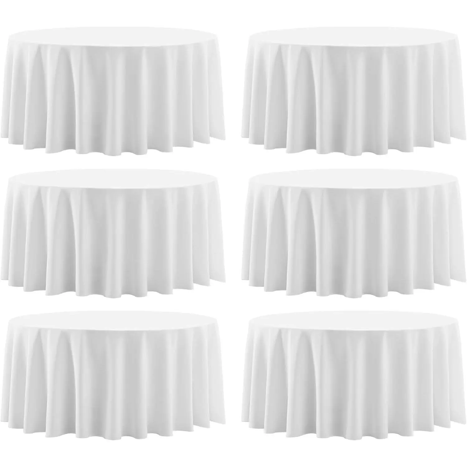 Round Tablecloth 120 Inch 6 Pack White Tablecloths Washable Decorative Linen Polyester Table Clothes Cover for Dining Table Banquets Buffet Parties and Wedding