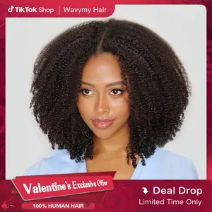 Wavymy Afro Curly Wear Go Preplucked & Pre-bleached Glueless 7x5 Lace Closure Wig with HD Lace Beginner Friendly Real Human Hair