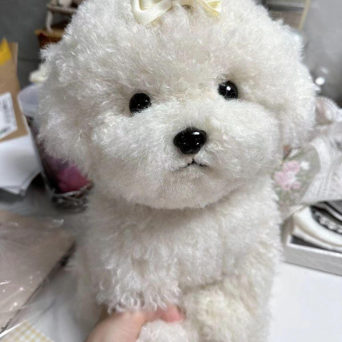 Cute Bichon Dog Plush Toys Simulation Curly Dog Kawaii Real Life Plush Stuffed Dolls Girl Kids Birthday Xmas Gift