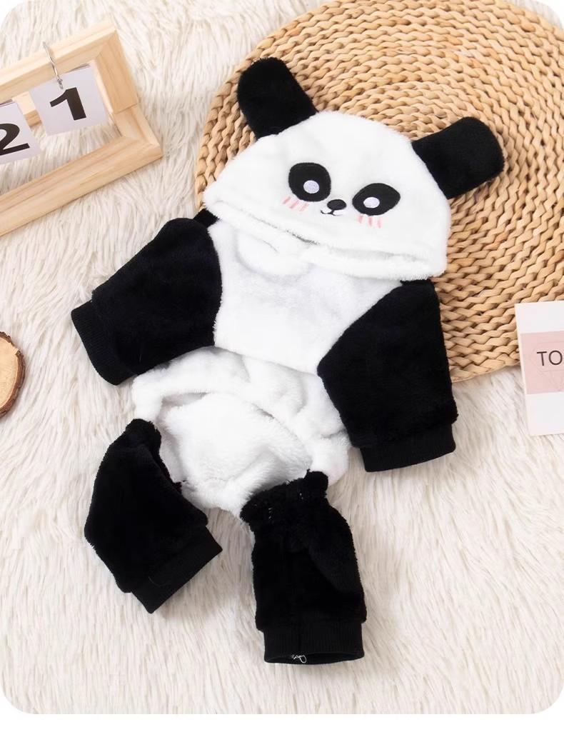 2026 New Thick Cotton Adorable Panda Print Non-Woven Pet Hoodie - Insulated, Warm, Comfortable, Windproof 4-Legged Coat for Small Dogs (Bichons), S Size Universal Autumn-Winter Dog & Cat Sweater, Insulation