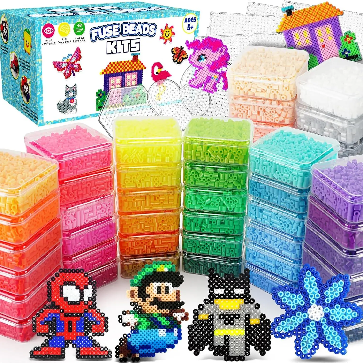 5mm Fuse Beads Kit - 31000 Pcs, 48 Colors, Simple Patterns Booklet, Pattern Book, School & Educational Supplies for 5 and Up, Kids' Arts & Crafts, Personal Gifts