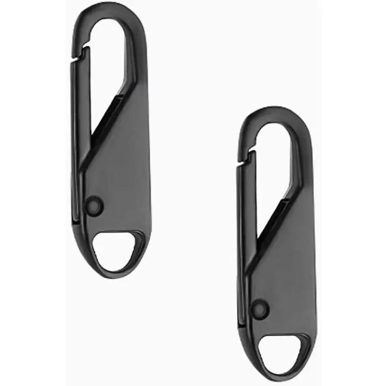 YFMHK Pack of 2 Zip Sliders, Zip Tab Pull Replacement, Removable Zipper Pull Tabs, for Clothing Jackets, Suitcase, Fabric, Backpack, Luggage, Crafts (Black, 37 x 10 x 3.7 mm)