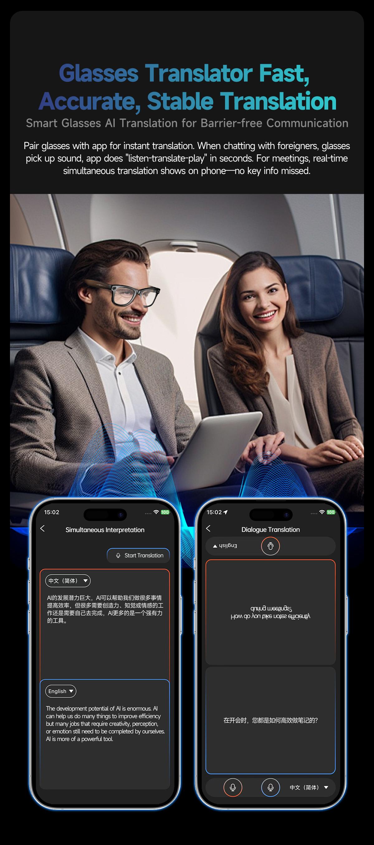 2026 New Upgrade Smart glasses  Bluetooth Camera Sunglasses with Voice Assistant Video Recording AI Photo Recognition  Call Translation   Men Women