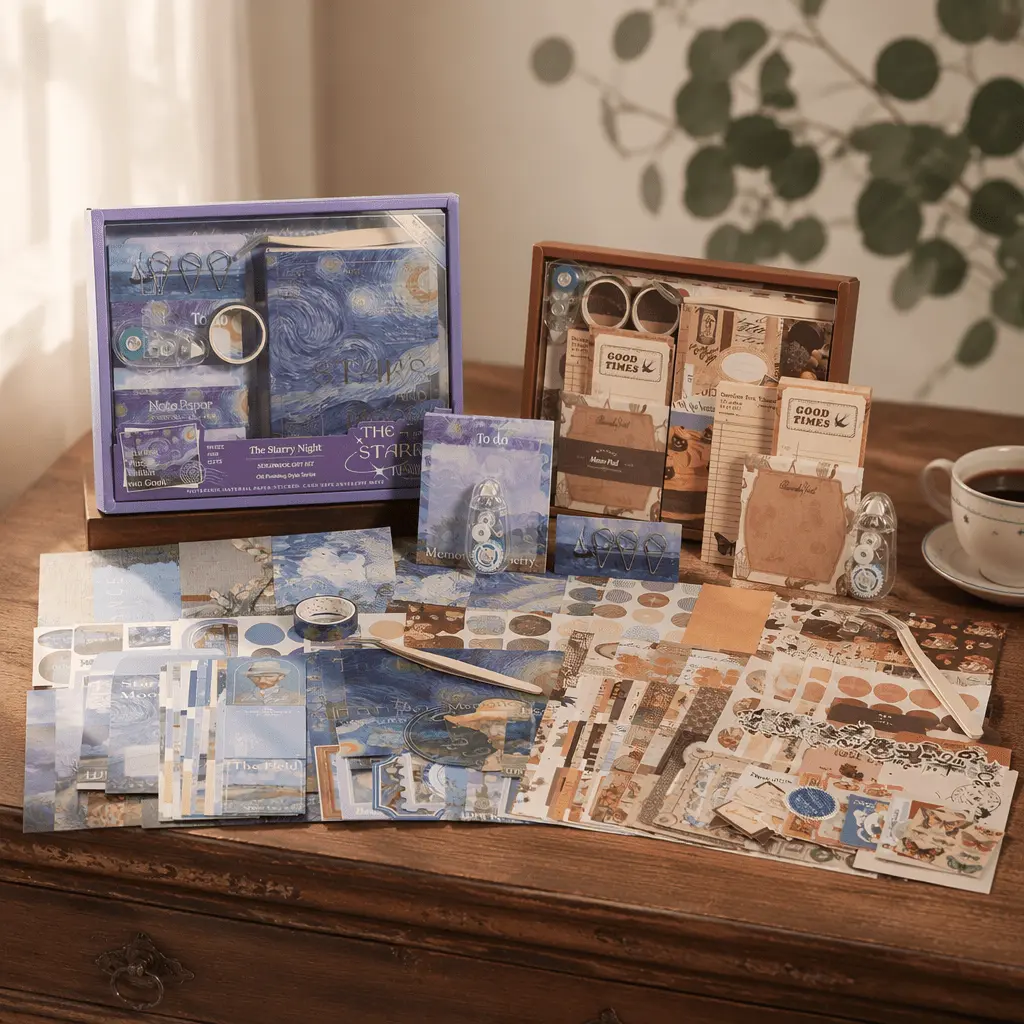 A set of two styles of planner material gift boxes, suitable for planner collages, gift wrapping, and other creative scenarios, a delicate gift for a friend.