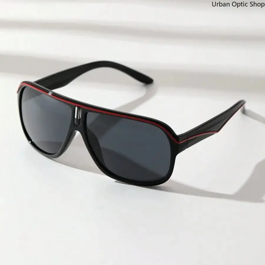 XUH Men's Retro Aviator Sunglasses, Lightweight 50's Style PC Plastic Frame with Decorative Lines for Outdoor Sports, Includes Eyeglass Strap & Gift Box, 50'S Style Retro Men's Sunglasses, Aviation-Themed Men's Sunglasses