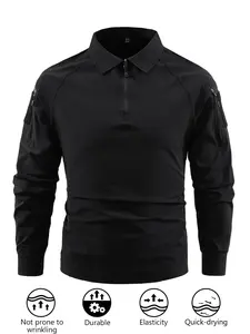 2026 New Arrival Men Tactical Collared Half Zip Long Sleeve Polo Shirt Quick Dry Stretch Wrinkle Resistant Breathable Zip Sleeve Patch Pockets Lightweight Outdoor Hunting Training Camping Daily Top Army Green Black Khaki Three Color Options