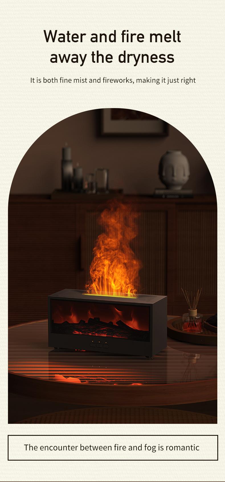 USB Flame Diffuser Humidifier - Realistic Fireplace Glow, Ultra-Quiet Mist, Relaxing Night Light, Home Decor Gift