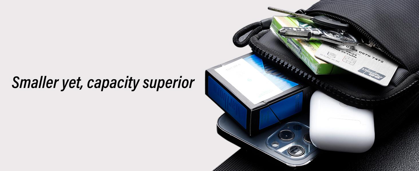 Mini Crossbody Sling Bag for Outdoor Sport, Water Resistant Chest Pack with Dual Pockets, Small Fanny Pack for Running and Workout, Running Phone Holder for Men and Women