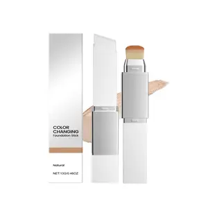 Two-In-One Color-Changing Foundation Stick, Natural Tone, Lightweight Texture, Matte Finish, Transparent, Thin Application, Daily Use Foundation Stick