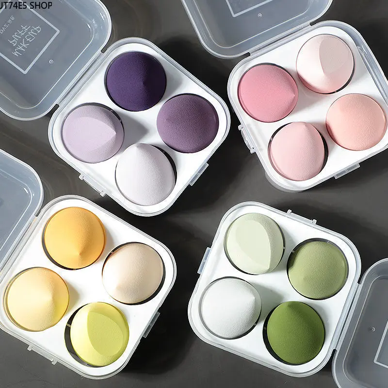 Egg Shaped Beauty Sponge, Ultra Soft Non Powder Absorbing Makeup Blender, Wet & Dry Dual Use Cosmetic Puff with Storage Box