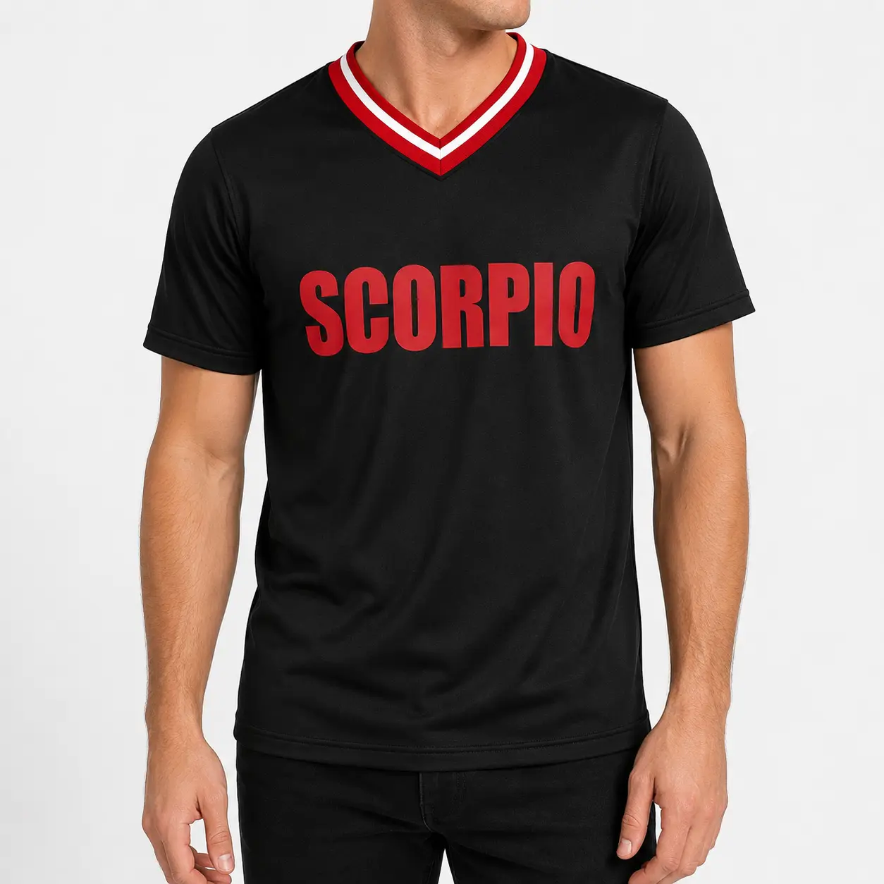 Pisces Zodiac V Neck Jersey Shirt, Astrology Horoscope Graphic Tee, Black Red Short Sleeve Unisex Shirt for Men Women,clothes,outfits,men's wear,men fashion,summer men clothes,fashion men clothes,4th of july shirts Casual Athletic