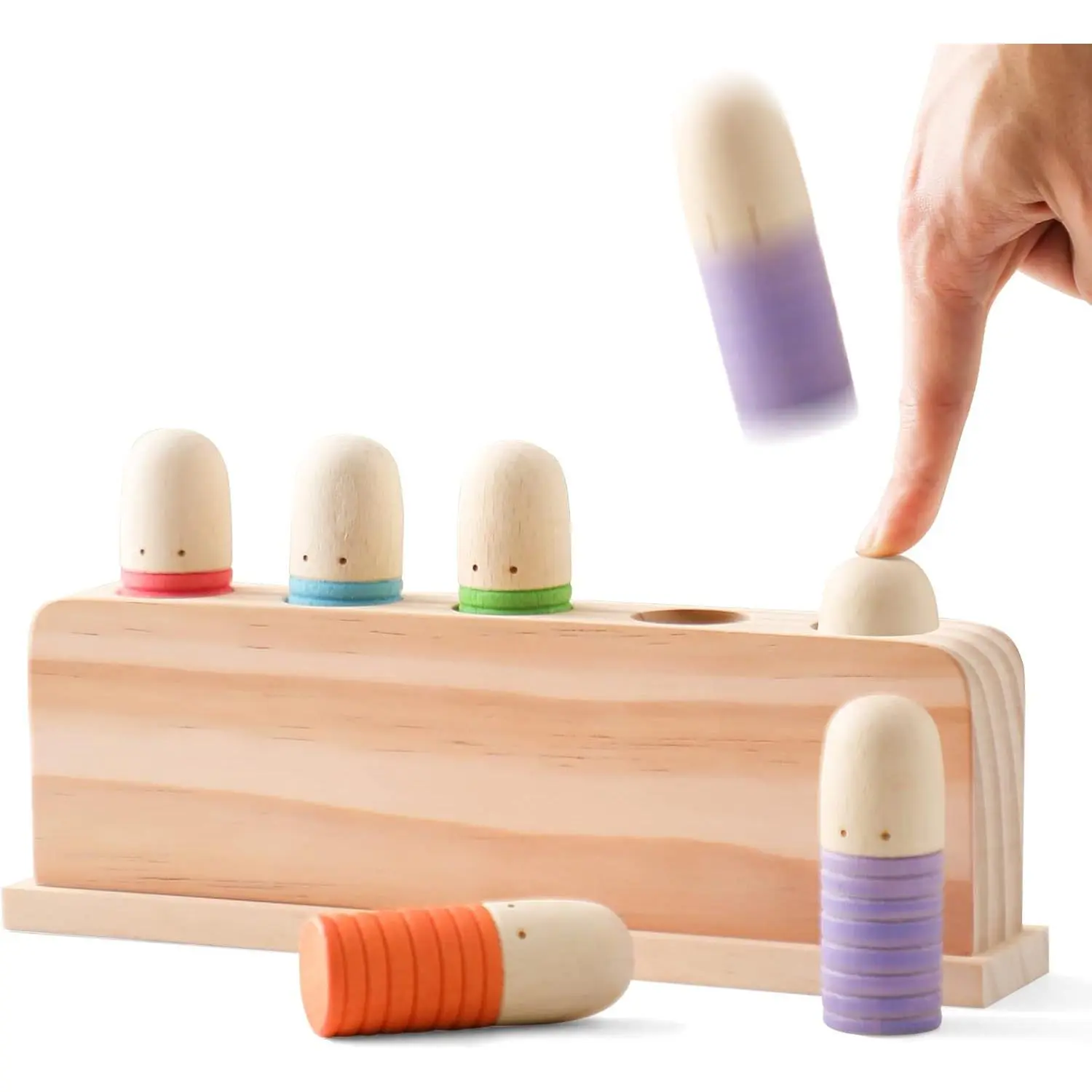 Pop Up Toy Multicolor Puppets | Wooden Color Sorting Toys | STEM Montessori Color Matching Toys | Preschool Learning Educational Toys Gifts for Kids Boys Girls Ages for 1 2 3 Years (Classic Colours)fidget toys