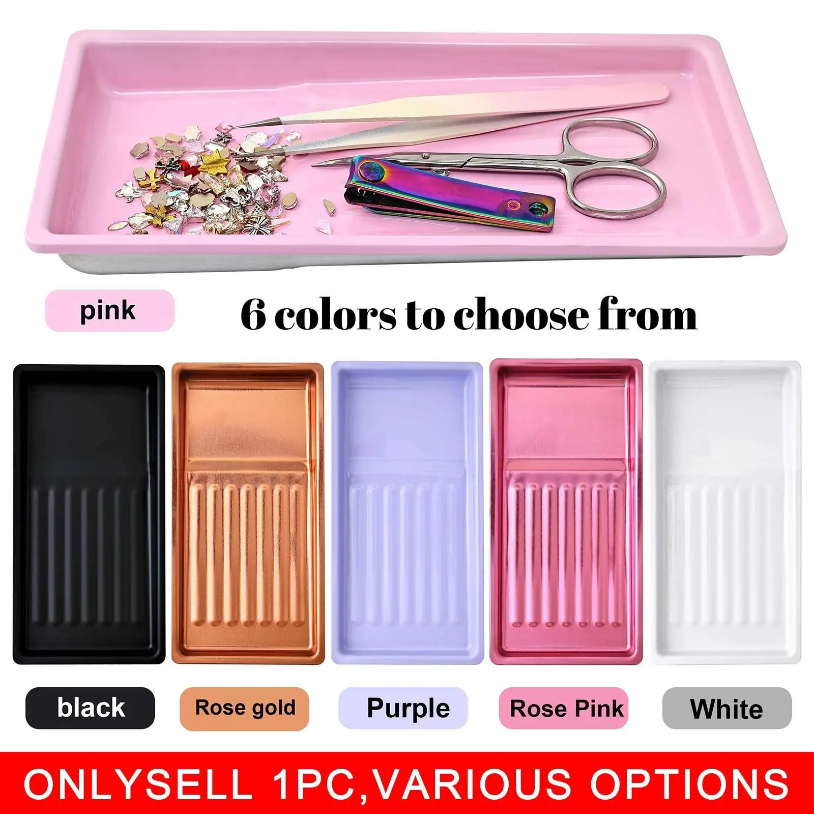 Manicure Tools Square Storage Tray, Commercial/home Use, Organizer Slots, Stainless Steel, Easy-Clean, Sterilize, Display, Disinfect