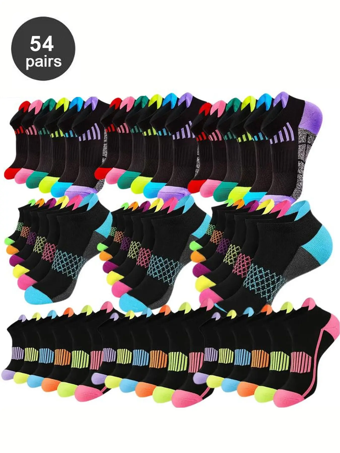 30/20 Pair Colorblock Crew Socks, Youth Professional Sporty Ankle Socks, Crew Athletic Socks, Non-Slip Heel Design, Anti Slip Socks, All Season Socks, Ideal for Daily Casual Outdoor Activities