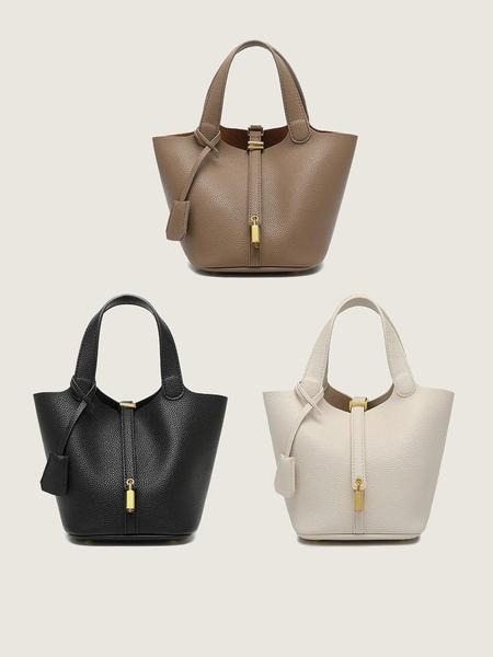 Mini Faux Leather Bucket Bag for Women, Fashionable Bucket Bag, Trendy PU Small Handbag Purse, Girl's Vegetable Baskets bag, Retro Top Handle Tote Bag, Suitable For Commuting, Parties, TravelSatchel, Work