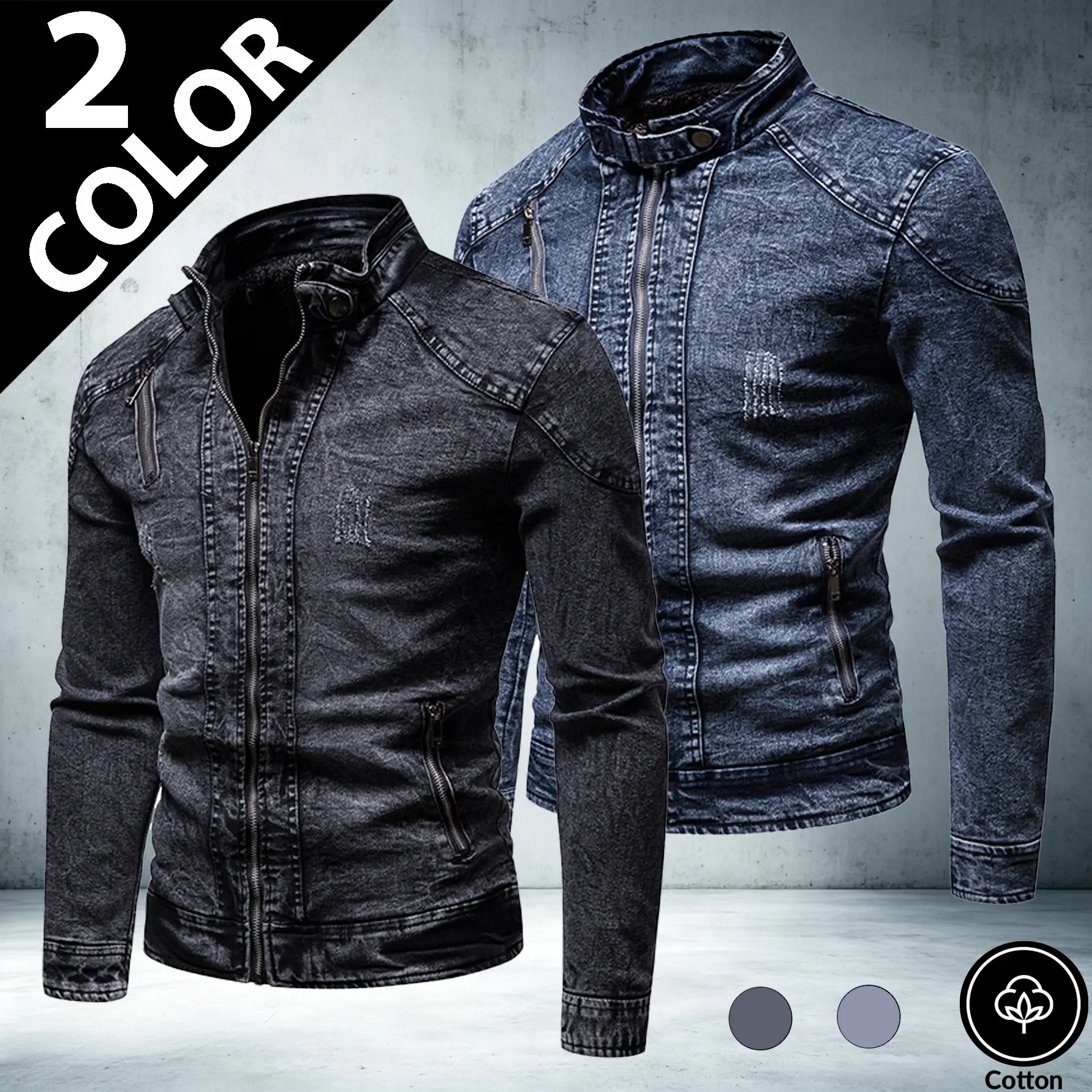 This 2026 newly launched men’s denim jacket is composed of 64% cotton fabric, tailor-made for autumn and early winter daily outfits, blending timeless retro washed denim texture, trendy Korean slim-fit silhouette and practical design. The high co