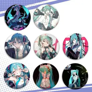 H-Hatsune Anime Miku Anime Button Pin Handmade Brooch For Clothes Cartoon Badge Backpack Decoration Jewelry Accessories