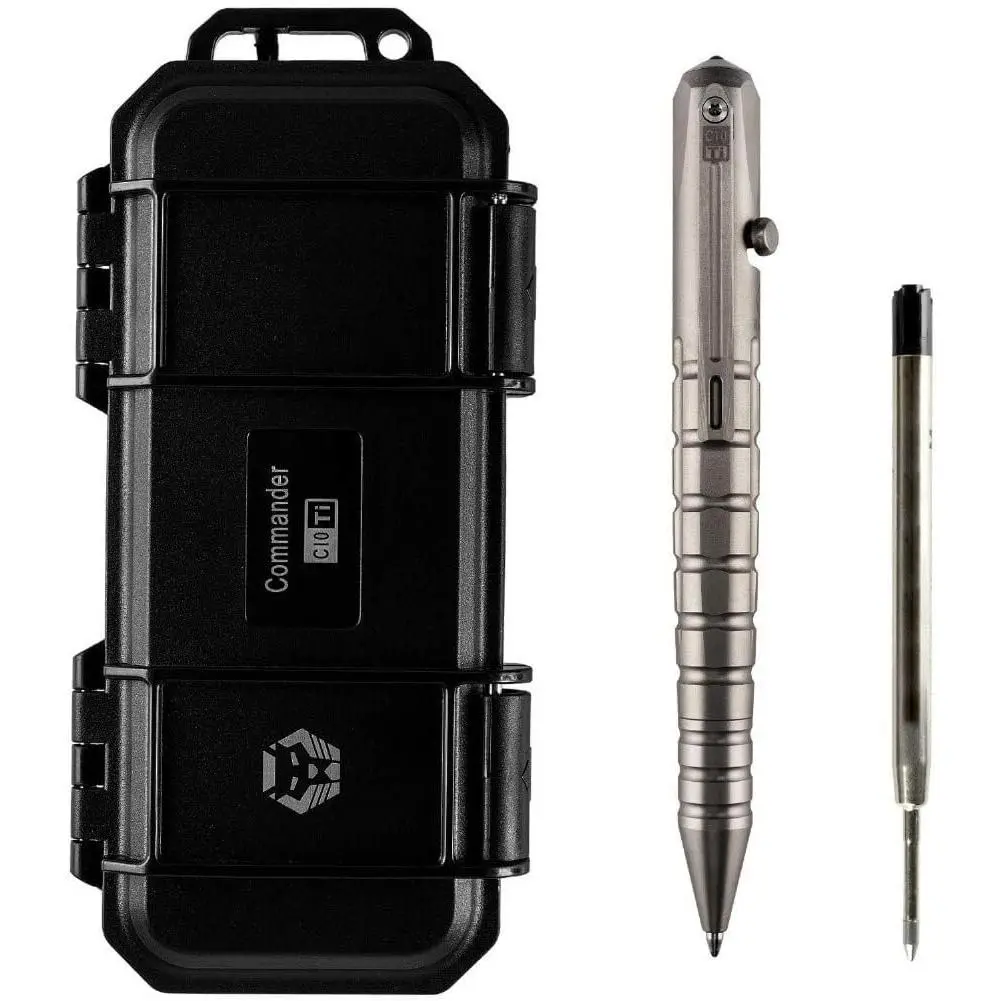 C10 Titanium Ballpoint Pen, Bolt Action Pen for Men & Women, Office Business Writing Pen Ideal for Camping Gear, EDC Tool,  Glass Braker (Sandblasted)