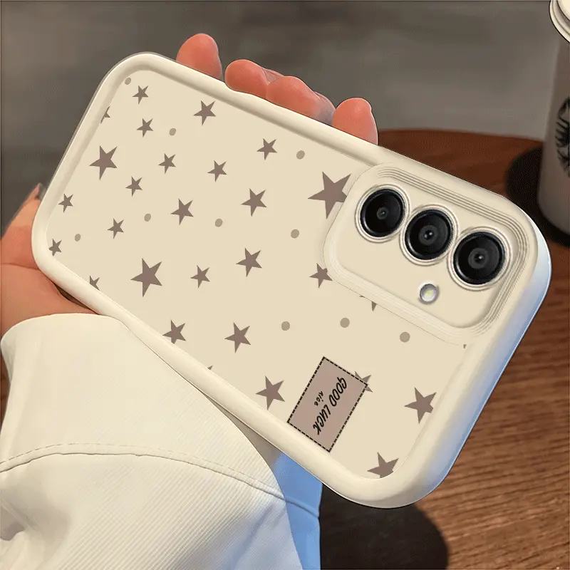 Lucky Star Dot Phone Case for Samsung Galaxy A05 A05S A06 A07 A12 A13 A14 A15 A16 5G A17 A21S A22 A23 A24 A25 A26 A32 A33 A34 A35 A36 A52 A53 A54 A55 A56 S21 Ultra S22 Plus S23+ S24 FE S25 Edge, Shockproof Full-Body Soft Case with Simpl,stylish,appearance