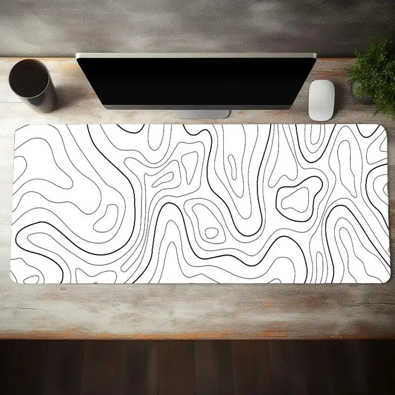 Topographic Mouse Pad, Waterproof Gaming Mouse Pad with Stitched Edge, Extended Large Irregular Line Pattern Desk Non Slip Mouse Pad Desk Decor for Work, Game, Office, Home, Desk Accessories, Gaming Desk Accessory, Desk Pad Mat