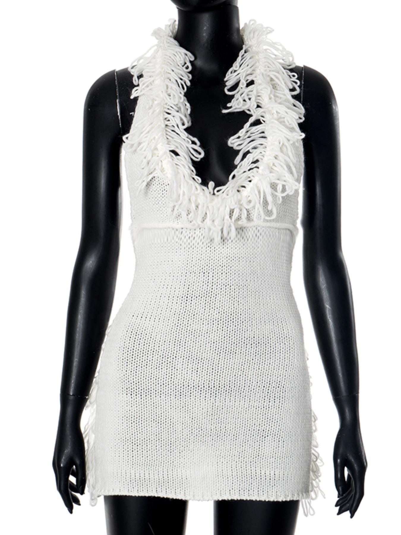 Women's Solid Tie Back Knit Dress, Bodycon Fit Dress, Casual Fashion Sleeveless Short Dress for Daily Outdoor Wear, Women Dress for Spring