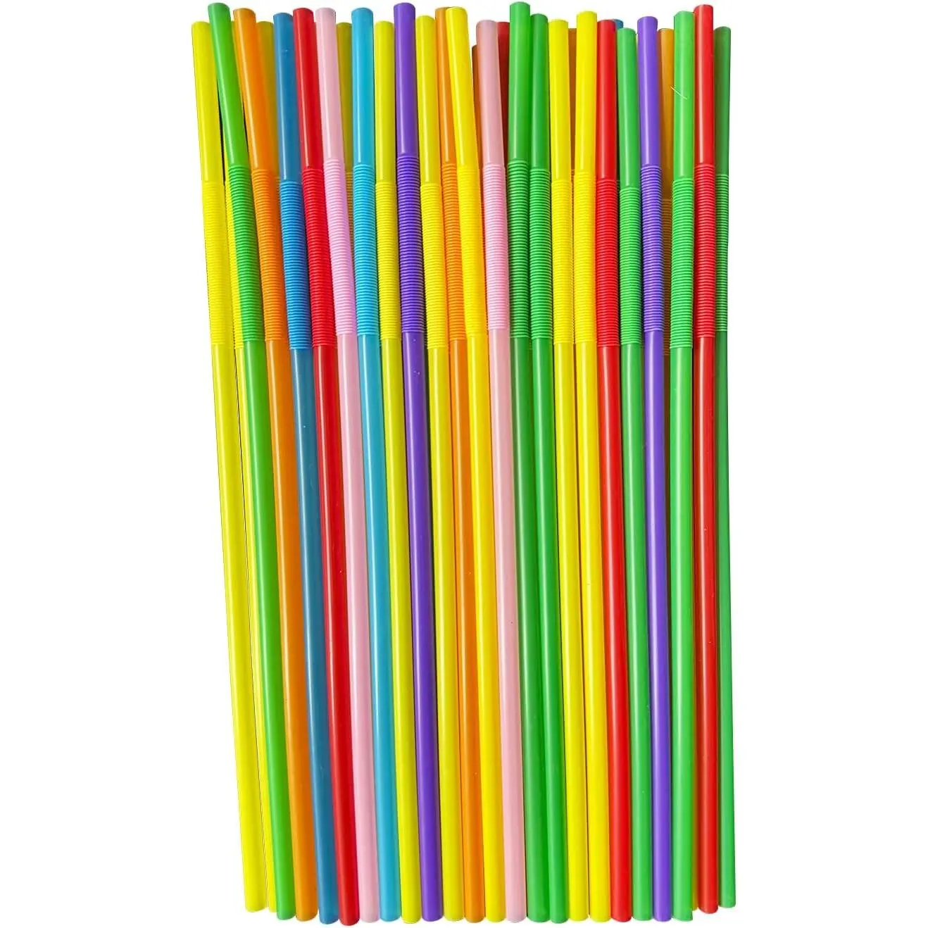 200 count Colorful Straw 10.23" x 0.23"Solid Colors Flexible Drinking Straws, Plastic Disposable Bendy Straws (colour)