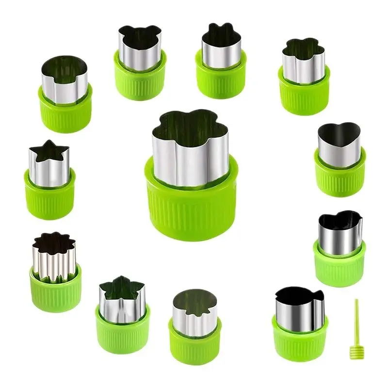13-Piece Stainless Steel Heart Cookie Cutter Set, Floral Fruit Vegetable Presser, Creative Baking Tool, Bakery Decoration Kit, Cookie Decorating Kit