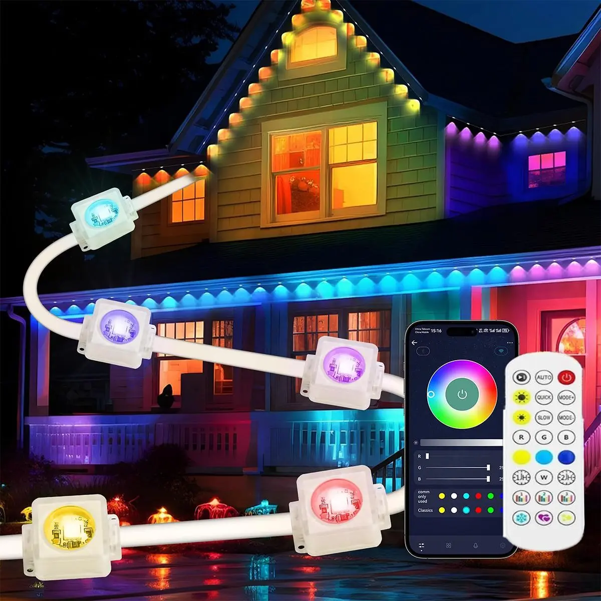Permanent Outdoor Light, Smart Rgbic Eave Light, 60/30 LED, 100ft/50ft Long, Halloween & Christmas Decor, Multiple Scene Modes