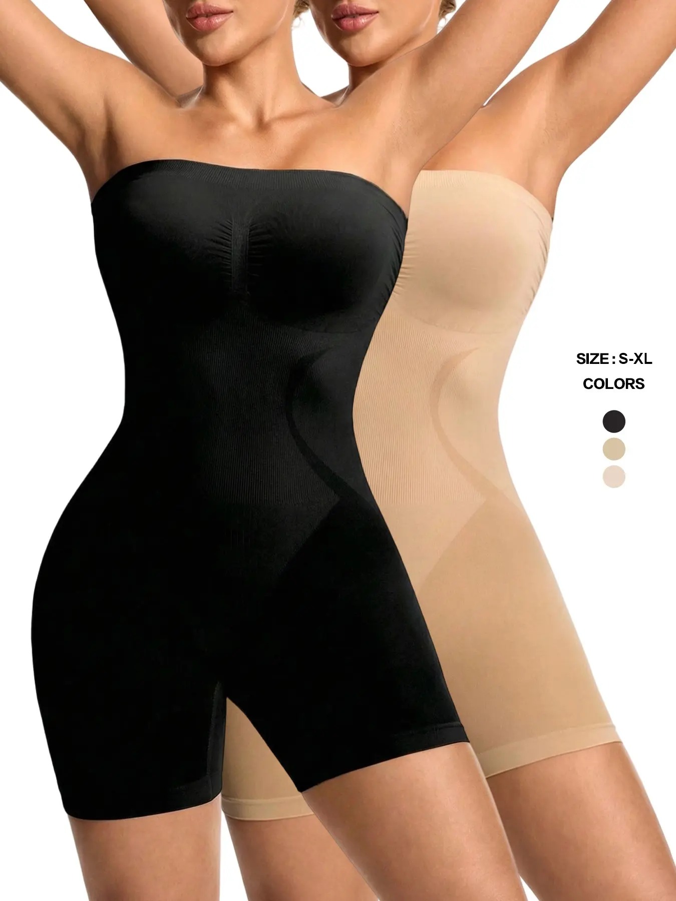 Seamless Bandeau Tummy Control Shapewear Bodysuit for Women, High Elasticity Full Body Shaper Romper, Breathable Summer Sculpting Jumpsuit