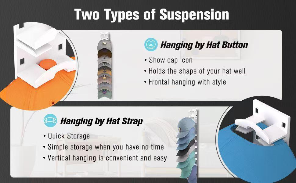 Wall Mounted Hat Organizer Rack Baseball cap multi-layer wall-mounted storage rack, adhesive wall-mounted hat rack, cap and baseball cap holder