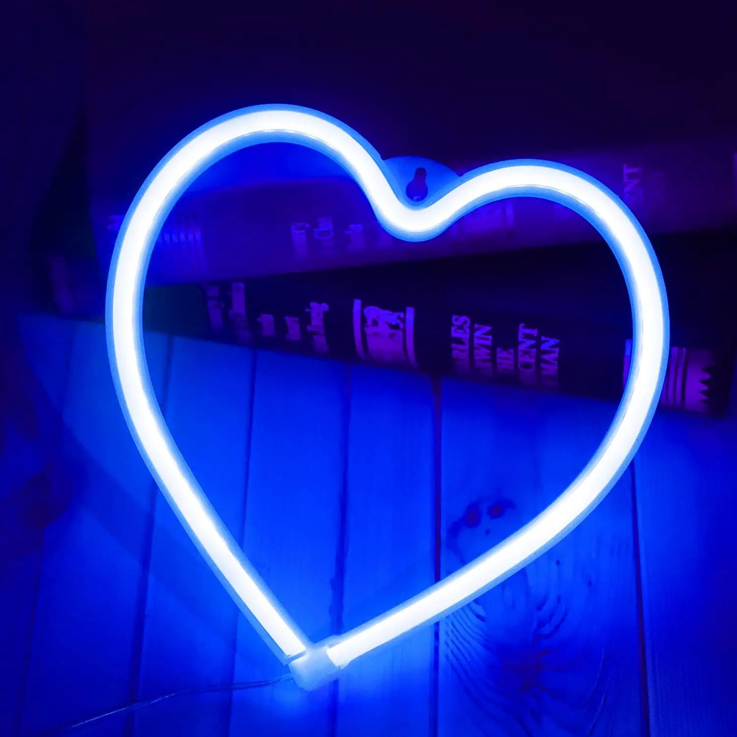 Blue Heart Neon LED Lights - USB-Operated Indoor Wall Mount Decor with Romantic Glow, Ideal Gift Ideas for Valentine’s Day Decor, Indoor Use