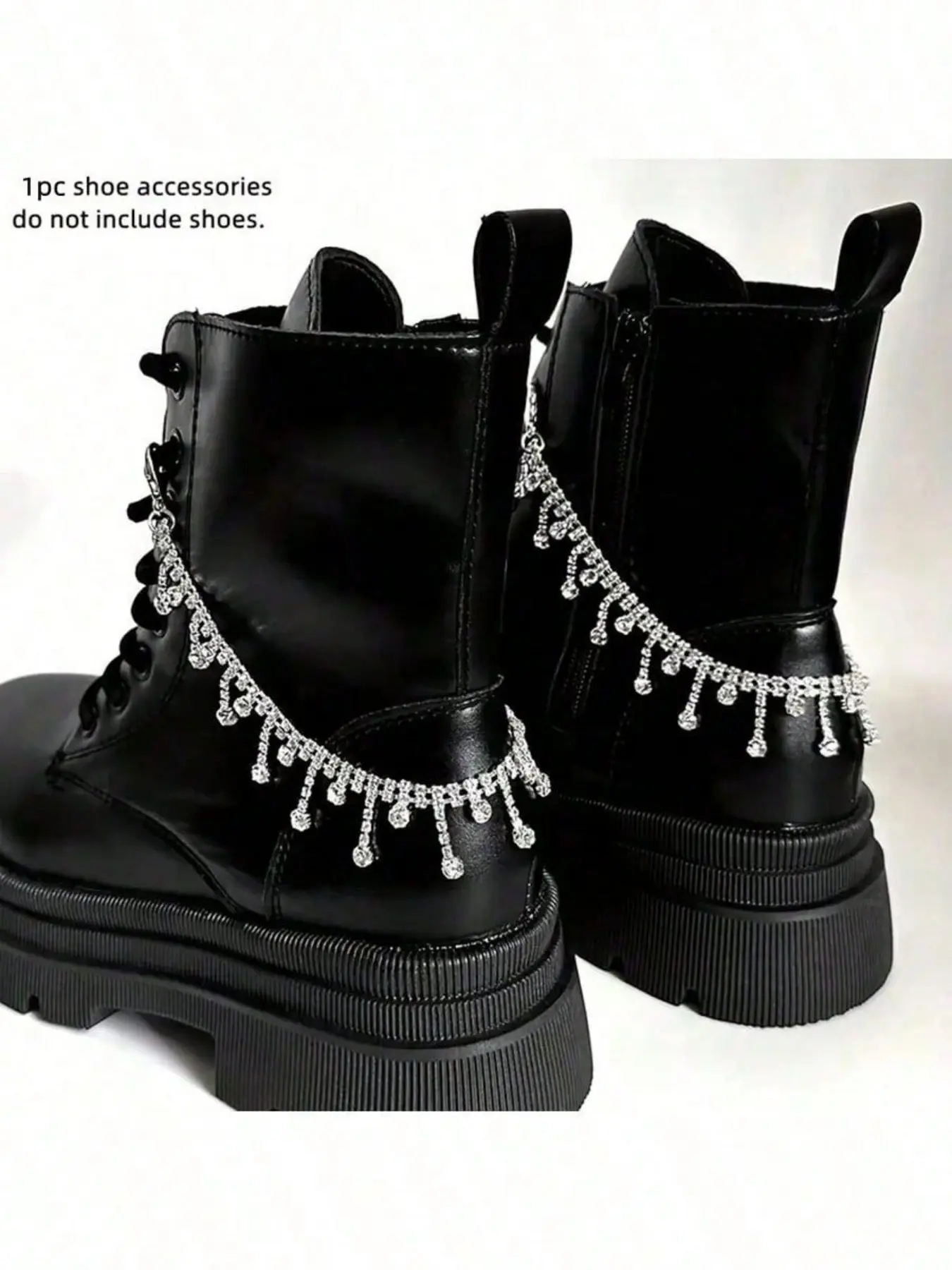 New Silver Color Rhinestone Fringe Shoe Chain, Fashionable Sparkly Chain Accessory, Boots, Sports Casual, Best Gift for Friends, Rhinestone Shoe Decoration