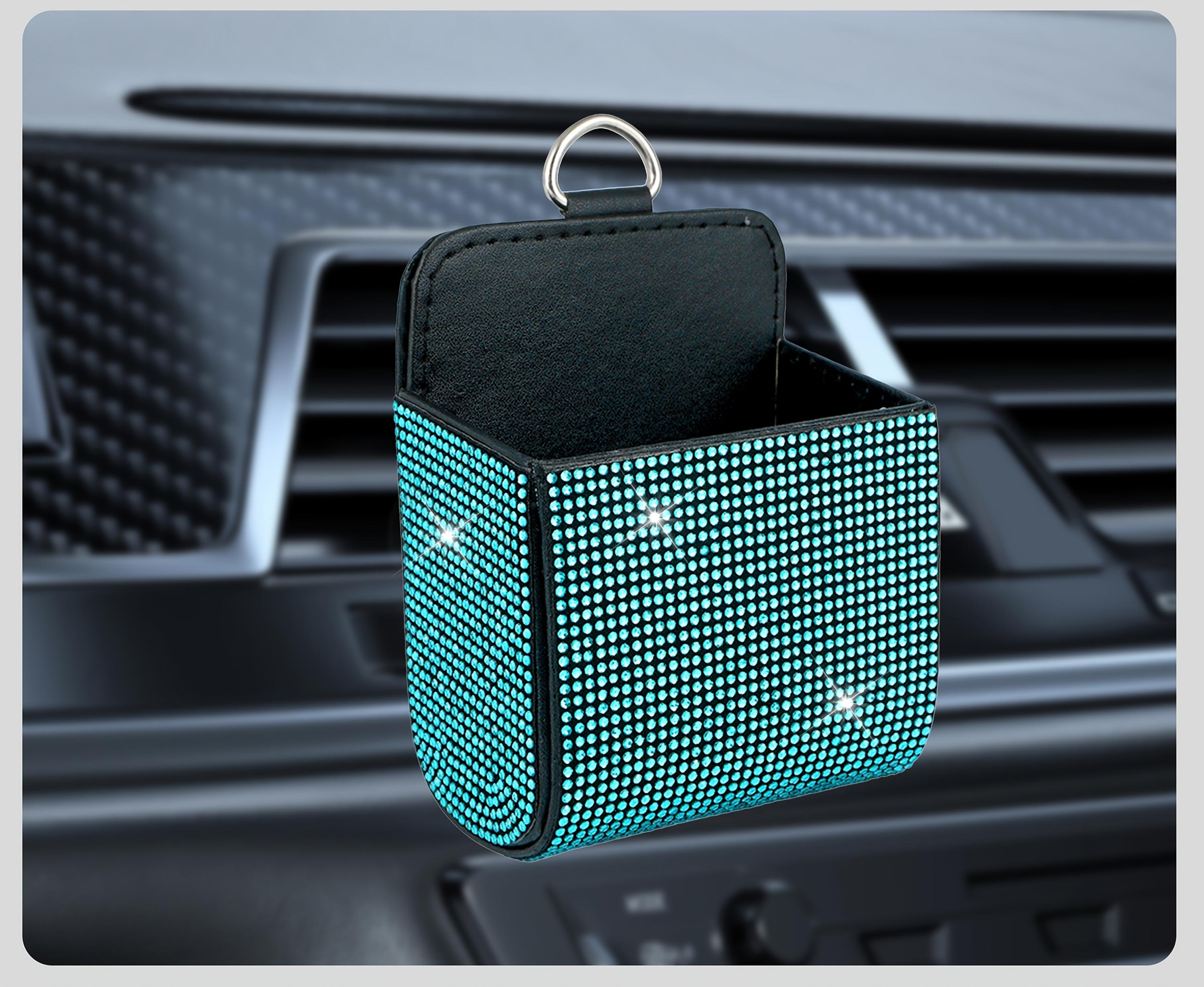 Sparkling Rhinestone Car Storage Box: 1pc, with Shiny Lid & Drawer, Glitter Organizer – for Dashboard, Console, or Door, Fit for Phones, Licenses, Keys, Vehicle Interior Accessory – Suitable for Most