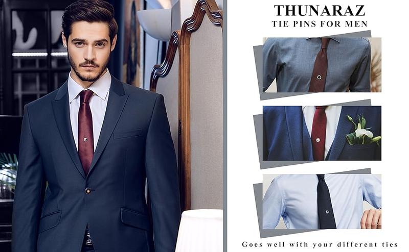 THUNARAZ 8 Pcs Vintage Tacks for Men Regular Ties Necktie Cool Pins With Chain for Dates Engagements Wedding Business Banquets Anniversaries Birthday Important Occasions Men's Jewelry for Christmas Gift