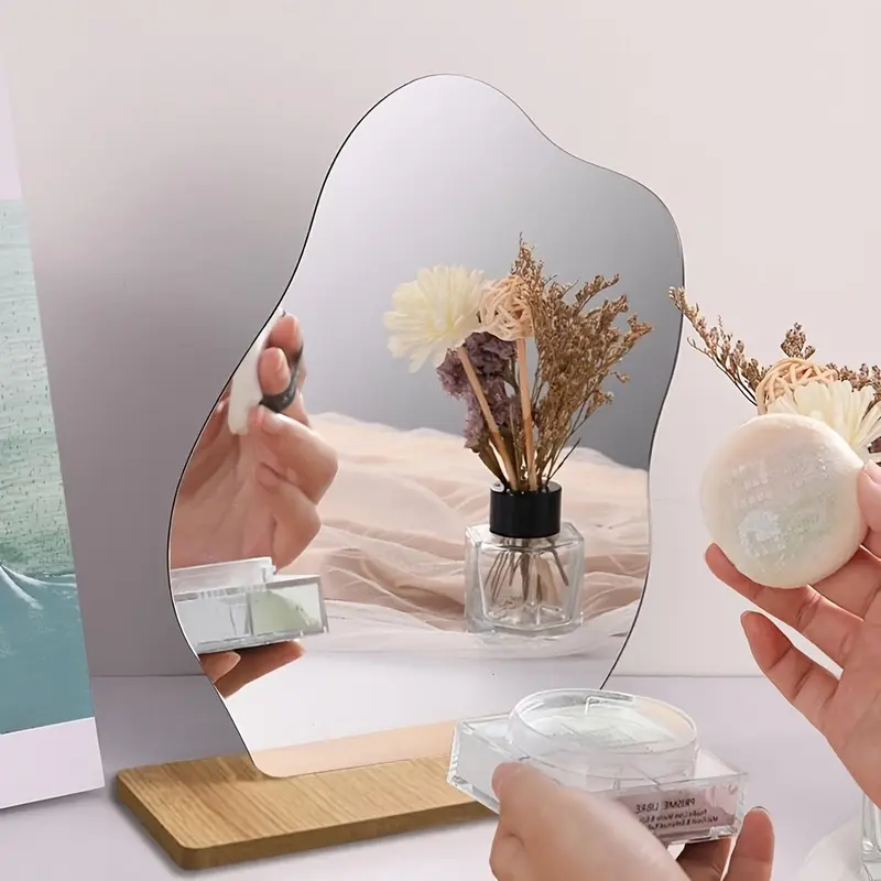 Large irregular acrylic makeup mirror, trendy cloud-shaped mirror for dressing and beauty, photo prop mirror, combination mirror, unique shape, tabletop decoration, suitable for multiple settings, Decorative Makeup Mirror