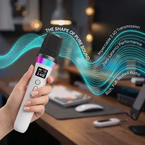 Single/dual Wireless Microphone with Receiver, 2.4g Rechargeable, Portable Mic for Karaoke/live Streaming/gaming, Colors