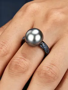 1pc Grey Pearl Adjustable Ring Minimalist Unique Cold Premium Style Women Jewelry Slim Twisted Band Design Modify Finger Lines Suit All Outfits Skin Tones Suitable For Commute Afternoon Tea Daily Shopping Exquisite Gift Box Elegant Versatile Accessory