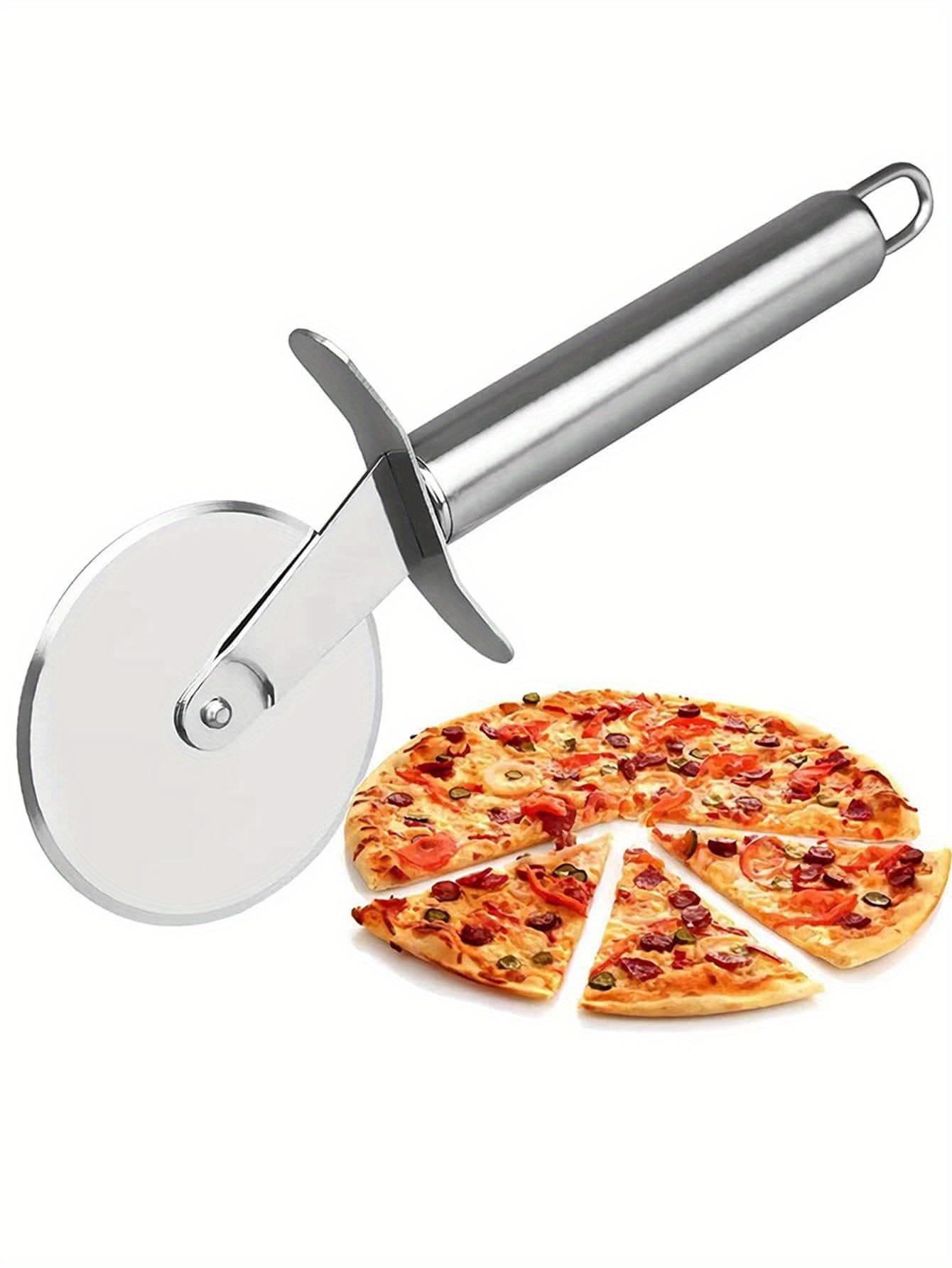 [Stainless Steel Pizza Cutter] Heavy-Duty Stainless Steel Pizza Cutter - Professional Pizza Cutting Wheel with Sharp Blade, Suitable for Home and Commercial Kitchens - for Dough Rolling, Pizza Making, and Baking - Easy-to-Clean Restaurant Pizza Tool with