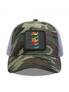 Colorful Snails 1 Camouflage Mesh Baseball Cap for Men & Women - Adjustable Snapback Trucker Hat, Breathable Back for Hiking, Fishing, Camping, Golf & Casual Outdoor Attire Camouflage Random