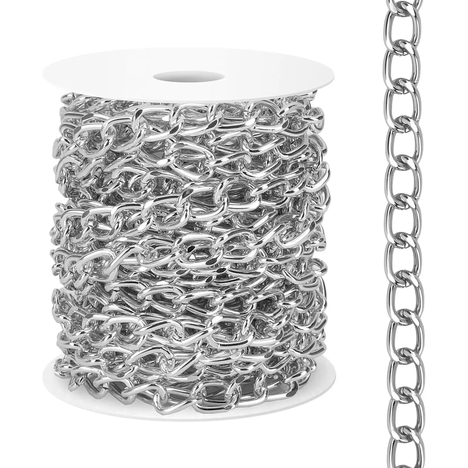 16.4  Curb Chain Roll Aluminium Twisted Links  Plated Metal Curb Chain Bulk Curb Link Chain Spool Thick Craft Chain Curb Chain Necklace for  Making DIY Craft Necklace Bracelet Pendant