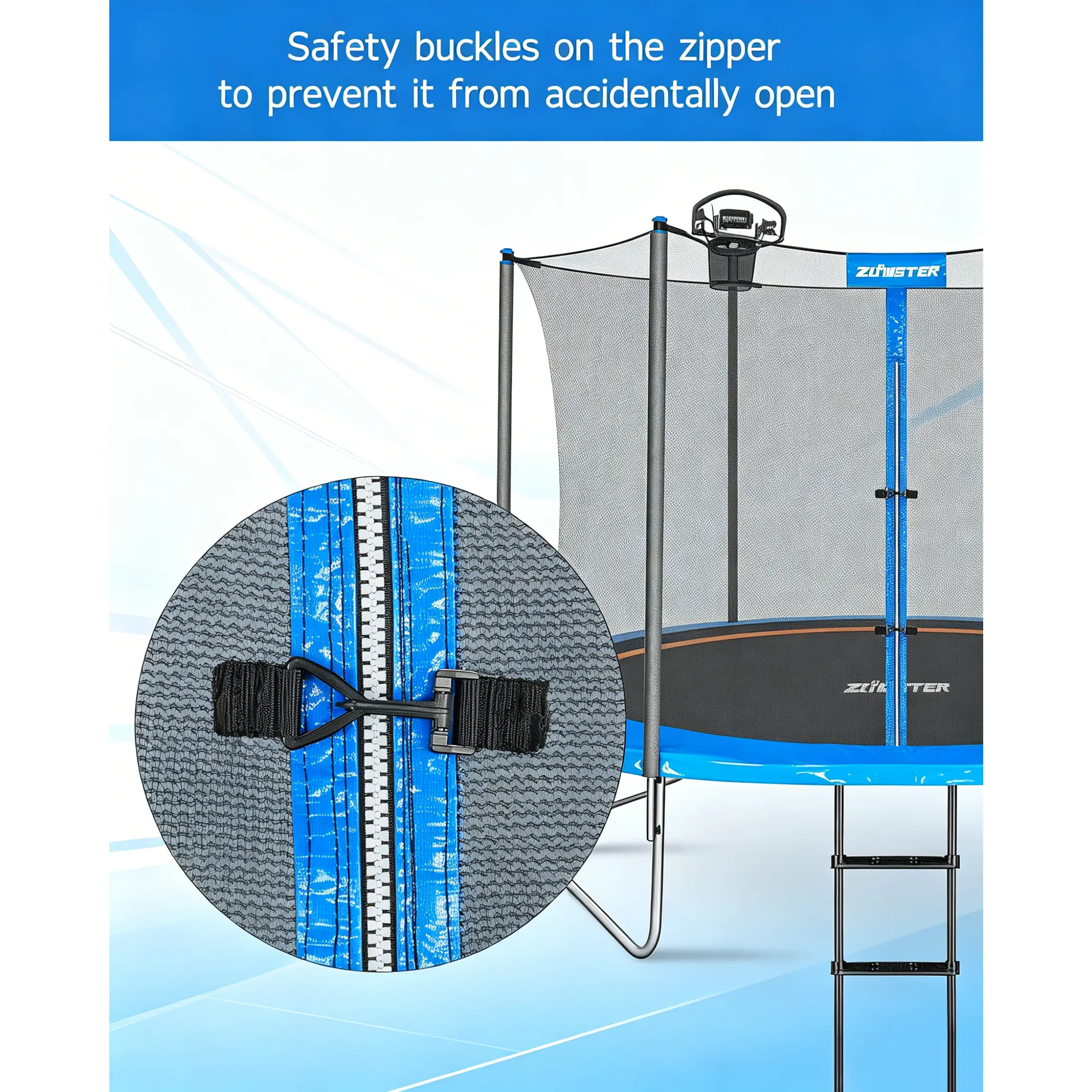 Trampoline Replacement Safety Enclosure Net for 6 Straight Poles Round Frame Trampolines Breathable Weather Resistant with Adjustable Straps Net Only