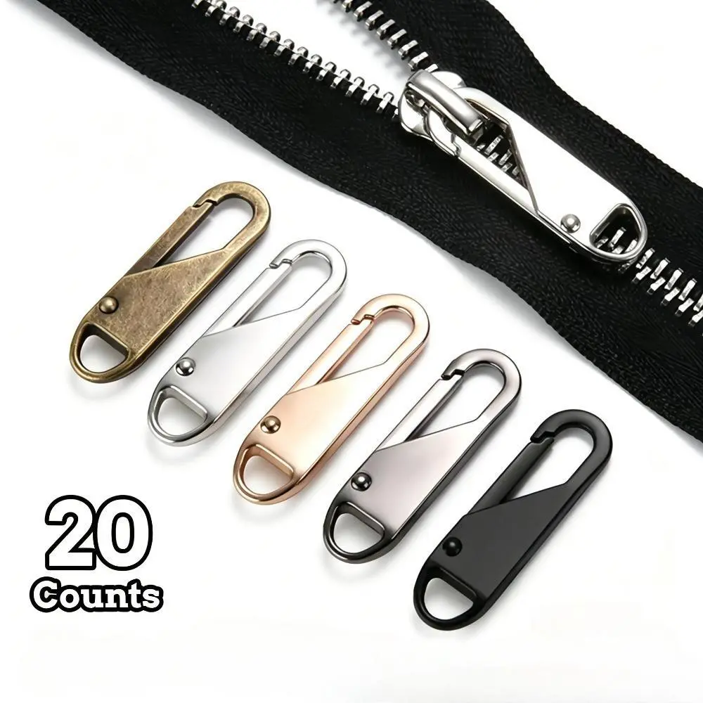 20PCS Detachable Zinc Alloy Zipper Pulls, 0.5g Per Piece, Premium Replacement Zipper Heads, Easy-to-Use Repair Accessories for Most Zippers