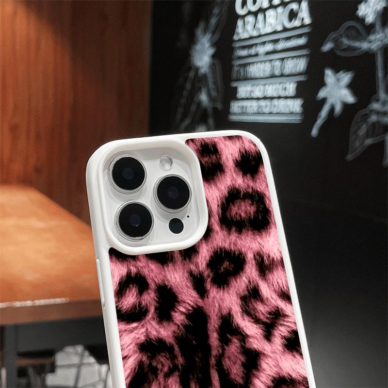 Original Design Magnetic Compatible Case for iPhone 17 Pro Max / 16 / 15 / 14 / 13 / 12 / 11 / XS / XR – Trendy Pink Leopard Fur Print | Stylish Rugged Scratch-Resistant Silicone Cover