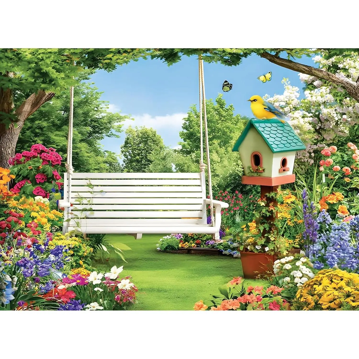 300 Piece Puzzles for Adults, Garden Swing 300 Piece Puzzle,Blooming Flower Paradise Jigsaw Puzzle, Perfect for Family Game Night, Home Wall Decor, Ideal Gift for Adults, Kids, Seniors