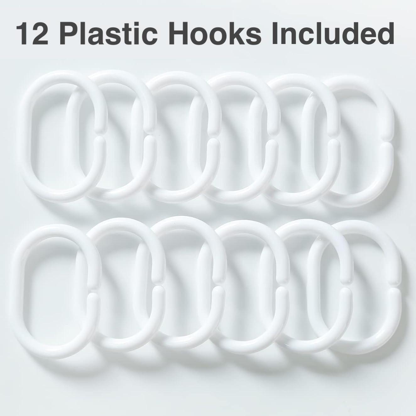 Bathroom Shower Curtain, Shower Curtain Liner, 1 Count Waterproof Shower Curtain with 12 Hooks, Bathroom Decor Supplies for Home Hotel Dormitory